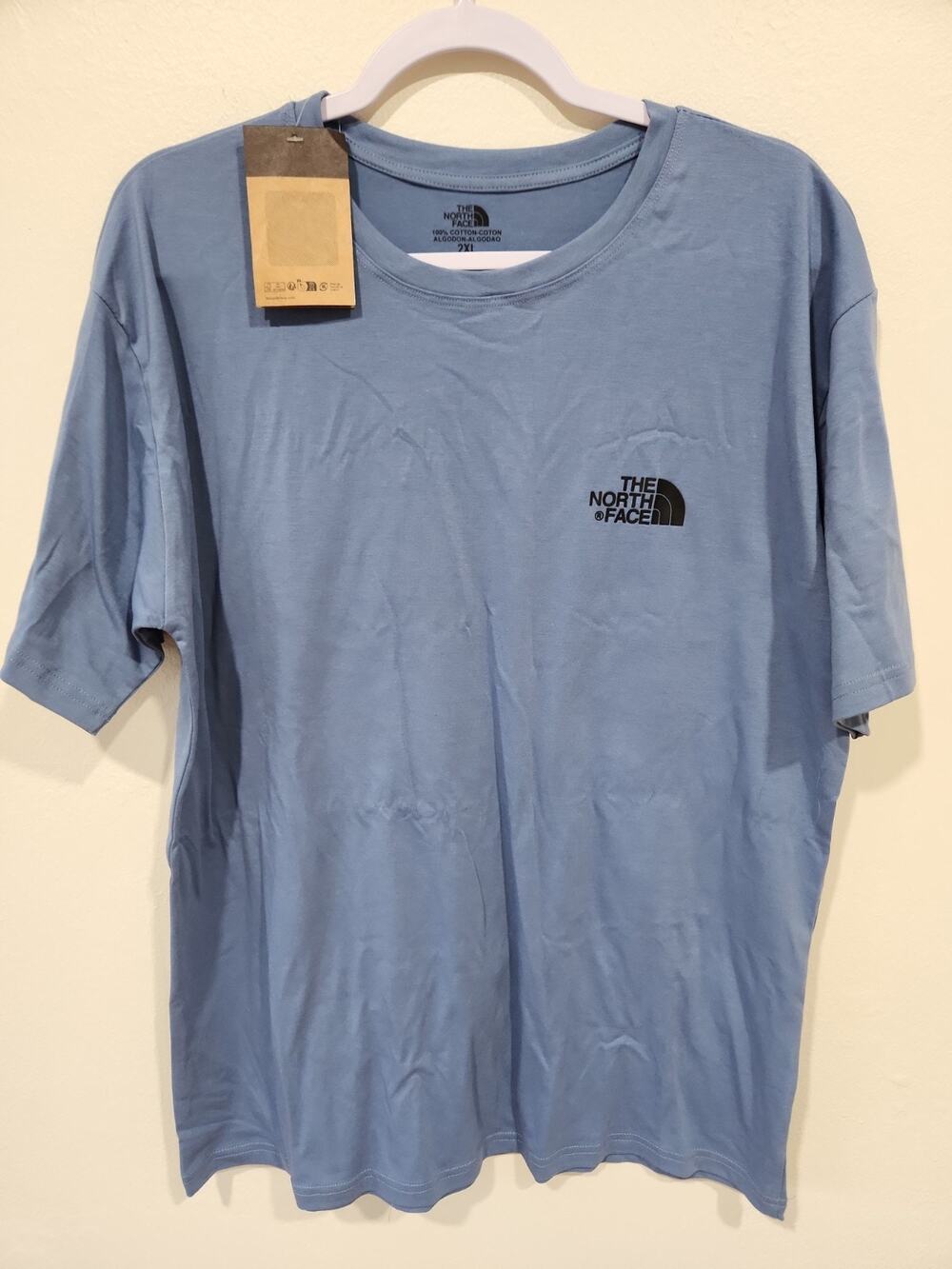 The North Face NWT Blue Logo Graphic Print Cotton Knit Crew Neck T-Shirt 2XL